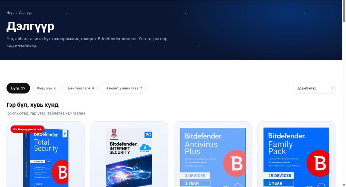 Худалдан авах, суулгах заавар 2 Дэлгүүр хуудас — багцуудын жагсаалт