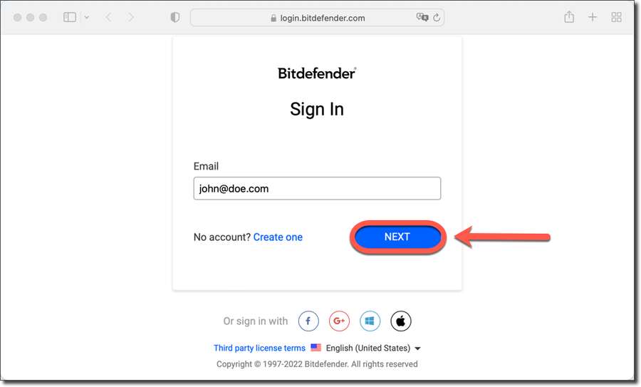 Худалдан авах, суулгах заавар 7 Bitdefender Central — нэвтрэх